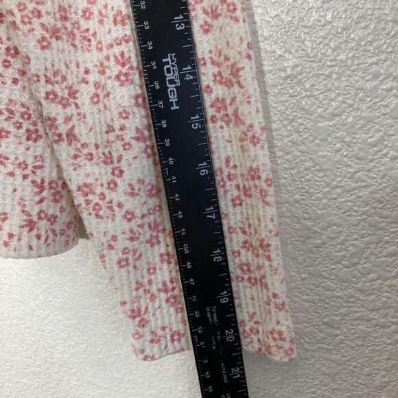Papinelle Pajama Set Soft Womens Medium Cream Pink Floral Waffle Knit Lounge - Picture 9 of 16